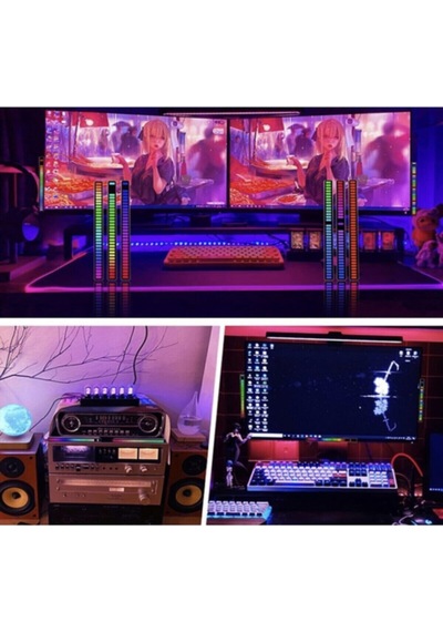 Müzik Ses Ritim Işığı Araba Ev Disko Ses Led Ritim Şerit Işığı Ses Siyah