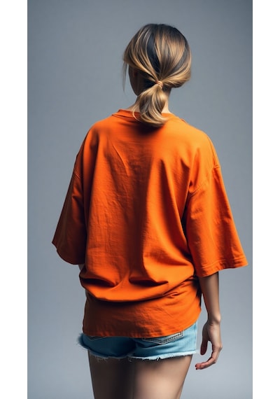The Future Baskılı Oversize T-shirt Turuncu