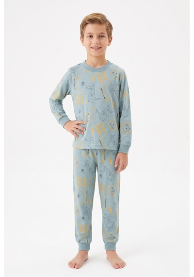 Bunny Hopp %100 Pamuk Süprem Erkek Çocuk Pijama Takımı Mavi Sevimli Hayvanlar Desenli Penye Set Bunny Hopp %100 Pamuk Süprem Erkek Çocuk Pijama Takımı Mavi Sevimli Hayvanlar Desenli Penye Set