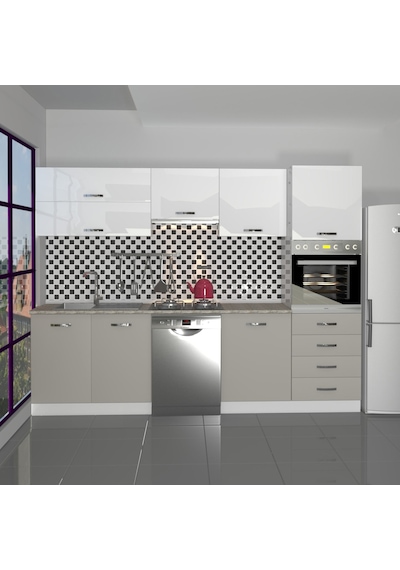 Decoraktiv Elite 280yq Ankastre Boy Dolaplı Mdf Hazır Mutfak Dolabı - Tezgah Dahil - Kumtaşı - Beyaz Bej Decoraktiv Elite 280yq Ankastre Boy Dolaplı Mdf Hazır Mutfak Dolabı - Tezgah Dahil - Kumtaşı - Beyaz Bej