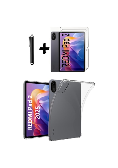 Xiaomi Redmi Pad 2 11 İnç 2025 Tablet Kılıfı Silikon Ekran Koruyucu Dokunmatik Kalem Seti