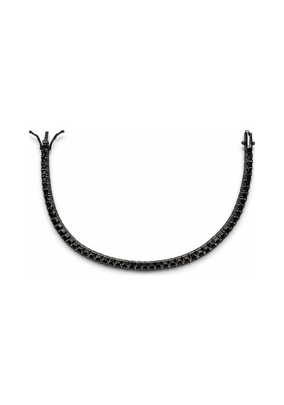 925 Ayar Gümüş Siyah Zirkon Taşlı Kadın Bileklik Siyah Su Yolu Zarif Hediye 18.5 Cm Siyah - 816376733 Siyah