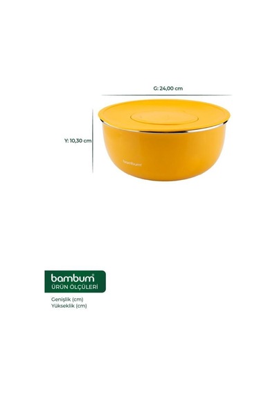 Bambum Nostalji - Karıştırma Kabı Hardal 24 Cm Hardal Sarı