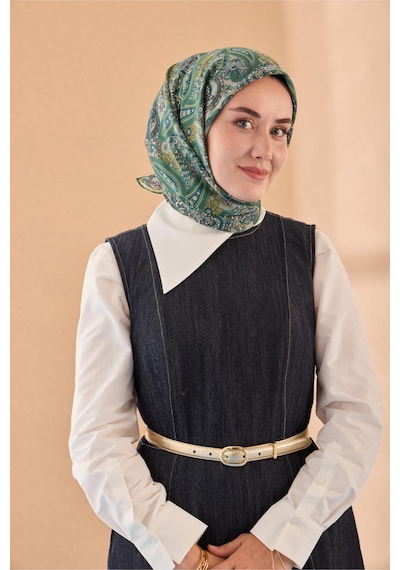 Silk Home Yaz Esintisi Eşarp 150002-26 Patina Yeşili, Yeşil Bej, Petrol Yeşili