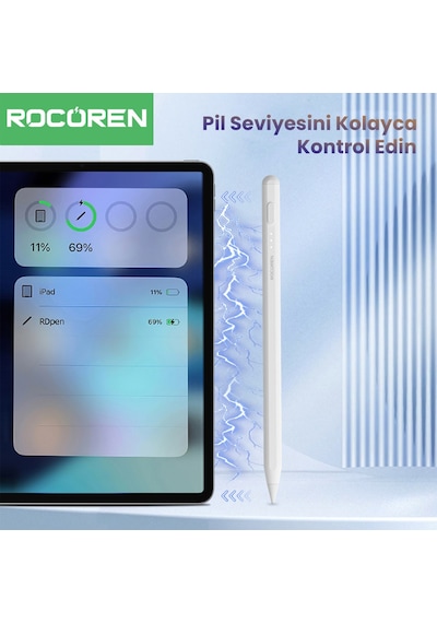 Rocoren Stylus Apple Uyumlu iPad  Avuç İçi Red Manyetik Eğime Duyarlı Yazı ve Çizim Kalemi
