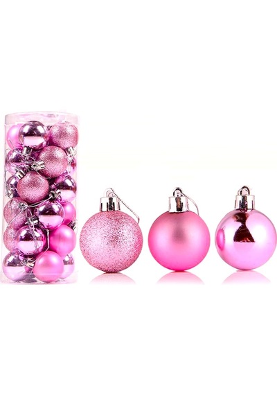 Pembe Yılbaşı Topu 24'lü  4 cm