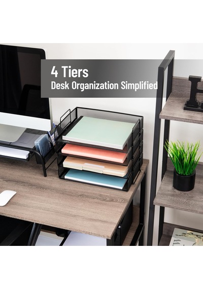 Dstack4-blk İstiflenebilir File Evrak Sepeti, Dergiler, Çalışma Masası Klasörleri, Belgeler, Düzenleyici, Siyah, 4 Adet