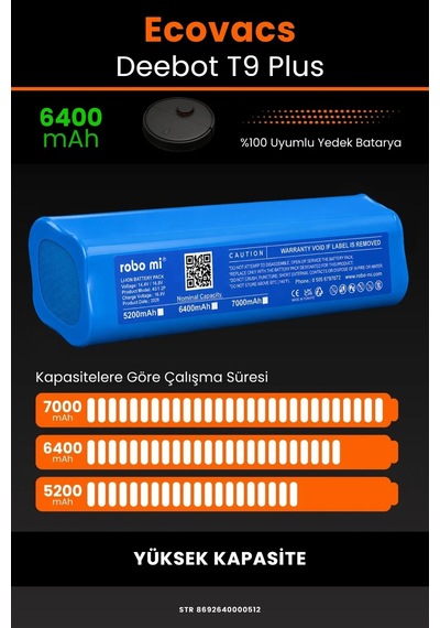 Ecovacs Deebot T9 Plus  6400mah Robot Süpürge Bataryası - Yüksek Kapasite