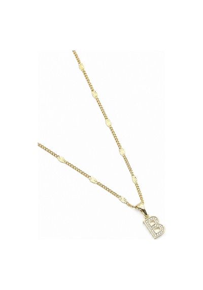 Xuping Gold Renkli, Zirkon Taşlı B Harfi Kolyesi - 45 Cm Anti-alerjik