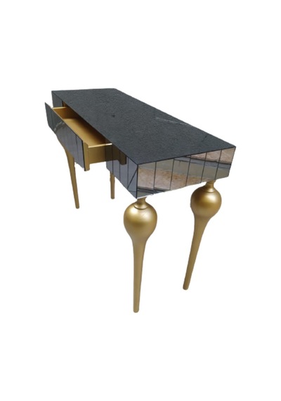 Dresuar Tombul Ayak Model Kayın Torna Mdf Tabla Parlak Gold Boya (377599327) Altın