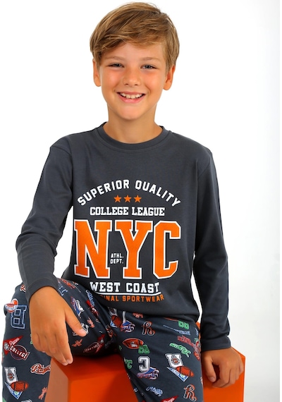 Vitmo Erkek Çocuk Uzun Kollu Pamuklu Pijama Takımı West Coast Antrasit