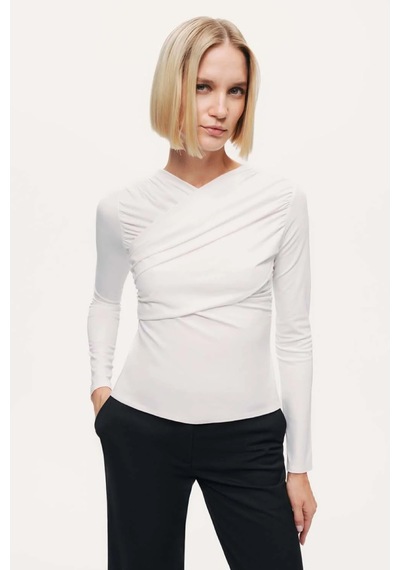Drape Detaylı Bluz Nocturne Ekru