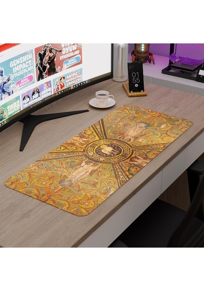 Ortaçağ Sanat Oyuncu Gaming Mouse Pad Kauçuk Kaymaz Taban Mousepad V4, 70x30 Xl