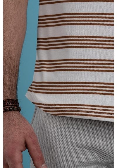 Slimfit Çizgili Örme Kumaş Erkek T-Shirt