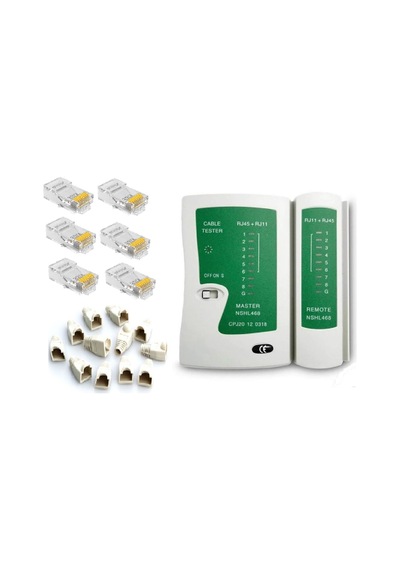 100 Adet Yeni Nesil Cat5Cat6 Jak+100 Adet Cover Kılıf+Test Cihazı