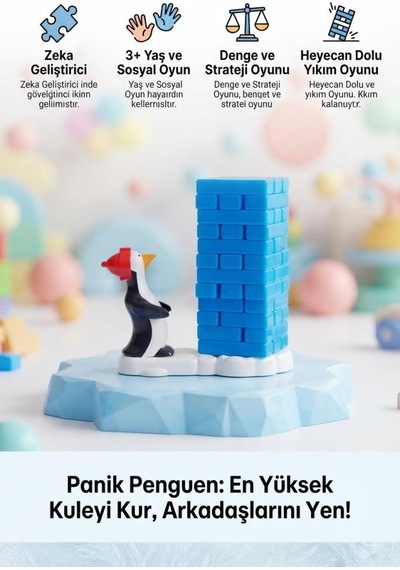 Panik Penguen Denge Ve Buz Dizme Kutu Oyunu 27 Parça Eğitici Aile Ve Grup 27 Parça Kutu Oyunu
