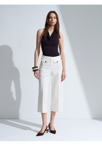 Dilvin 72711 %100 Pamuk Culotte Pantolon-ekru
