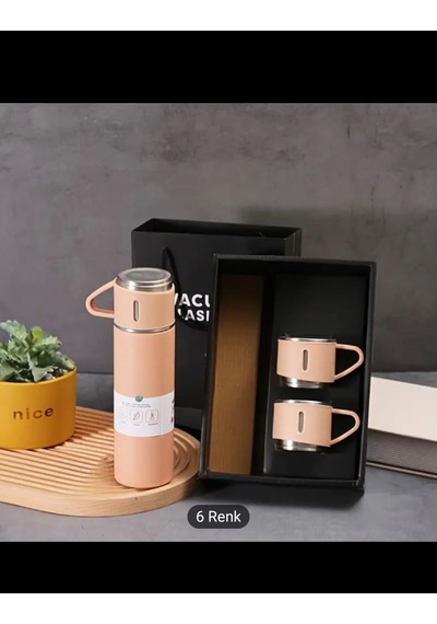 321 Çelik Termos 500ml 8139 3'lü Set Gri - Pembe