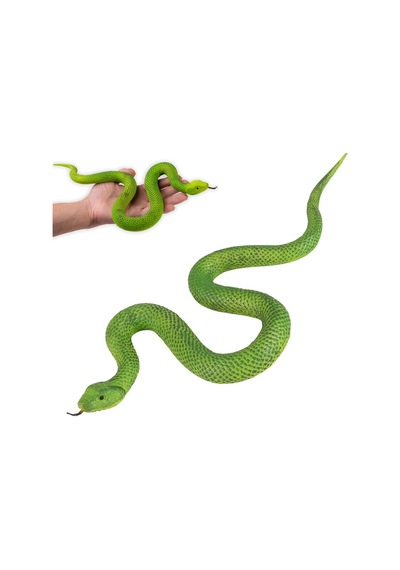 Büyük Boy Gerçekçi Esnek Yılan 37 Cm Yumuşak Dokulu Yeşil Tpr Oyuncak Python