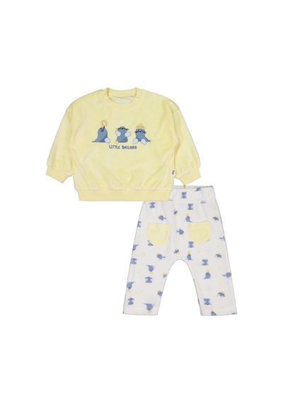 Civil Baby Lıttle Saılors Nakışlı 6-18 Ay Takım - Sarı Uçuk Sarı