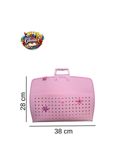 Fermuarlı 25x35 Resim Çantası, Proje Çantası Delikli Model Su Geçirmez 28x38 Cm Pembe