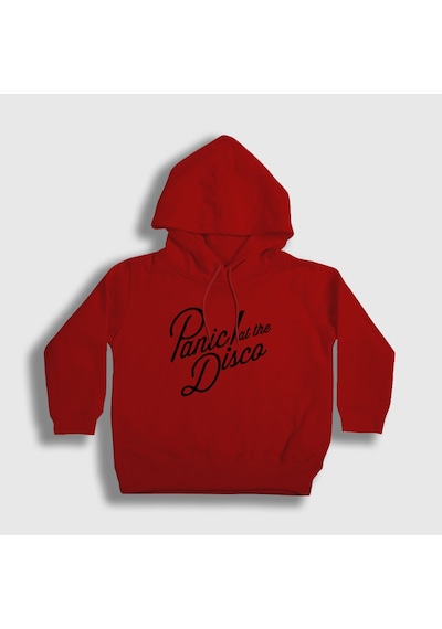 Presmono Unisex Çocuk Rare To Die Panic At The Disco Kapüşonlu Sweatshirt Kırmızı