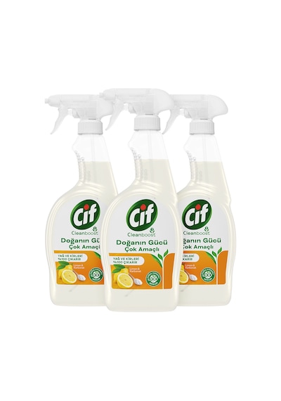 Cif Doğanın Gücü Yüzey Temizleyici Sprey Limon Karbonat 3 x 750 ML