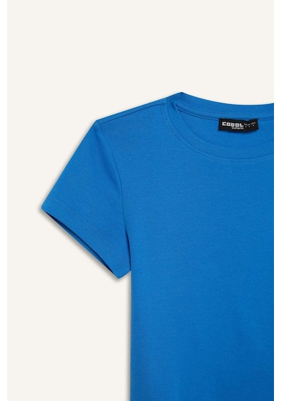 DeFacto Coool Fitted Crop Basic Düz Ribana Kalın Kumaş Kısa Kollu Tişört E0288AX25SMBE758