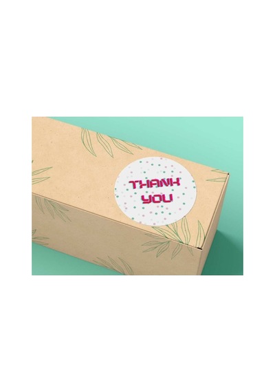 Thank You Etiket Noktalı Desenli Büyük Harf Mat Etiket 4 Cm - 40 Adet Çok Renkli