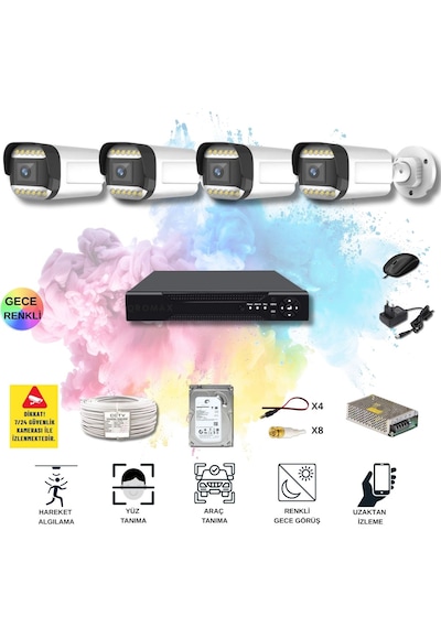 Qromax 4 Kameralı Set - Yapay Zeka Özellikli Gece Renkli Gösteren 5mp Sony Lensli 12 Warm Ledli Fullhd Güvenlik Kamerası Seti 312w-104 Qromax 4 Kameralı Set - Yapay Zeka Özellikli Gece Renkli Gösteren 5mp Sony Lensli 12 Warm Ledli Fullhd Güvenlik Kamerası Seti 312w-104