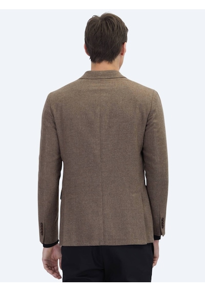 Kip Kahverengi Modern Fit Yün Karışımlı Ceket Kahverengi