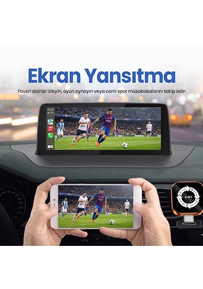 4'ü 1 Arada Ekran Yansıtmalı Kablosuz Carplay & Android Auto Dönüştürücü, İos&android Uyumlu Diğer
