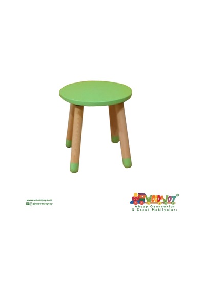 Woodnjoy Wood & Joy Doğal Ahşap Renkli Çocuk Tabure Yeşil Yeşil