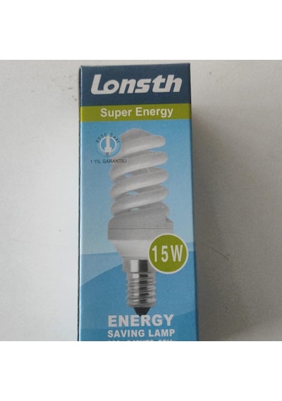 15w E14 İnce Duy Spiral Tasarruflu Ampul Beyaz Işık 6400k Lonsth 15w E14 İnce Duy