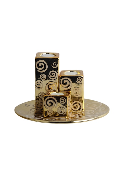 Lüks Porselen 3lü Tealight Mumluk Şamdan Biblo Heykel Hediyelik Dekoratif Ürün Masa Süsü Ev Hediye 1