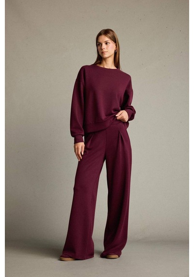 Defacto Regular Fit Normal Bel Düz Paça Modal Pantolon G2911ax25aubr115 Bordo