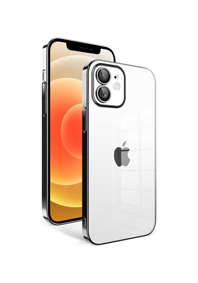 Apple Uyumlu iPhone 11 ile Kapak Lens Korumalı Arkası Şeffaf Sert Mika Kılıf - Siyah
