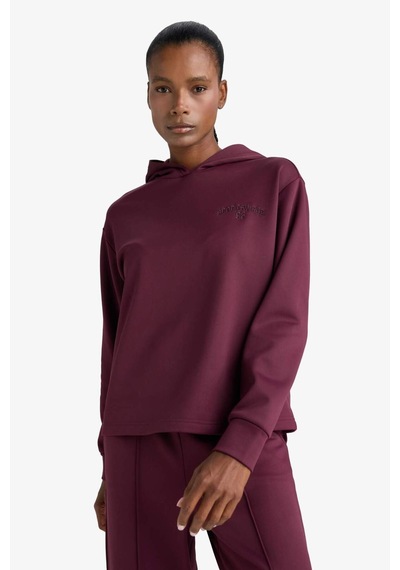 Defacto Defactofit Standart Fit Kapüşonlu Baskılı Sporcu Sweatshirt F1690ax25wnbr171 Bordo