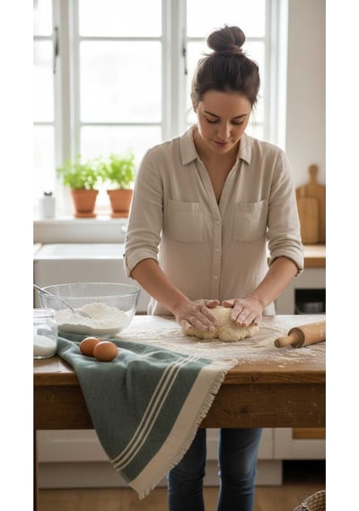 Pamuklu , Püsküllü , Yüksek Emiş Güçlü El Ve Kurulama Bezi Mutfak Havlusu 30 X 50 Cm - Yeşil Yeşil