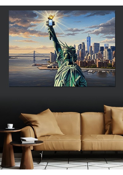 Ahşap Tablo Özgürlük Anıtı Ve New York