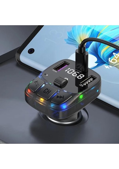 Bluetooth 5.3 Fm Transmitter Araç İçi Pd 30w Çıkışlı Led Renk Seçenekli, 028gnxy83