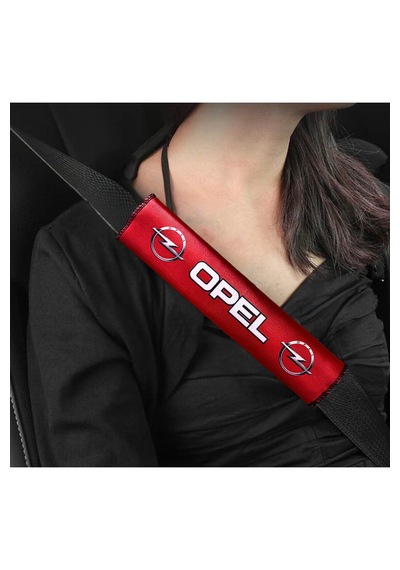 Opel Logolu Kırmızı Dijital Baskılı Emniyet Kemer Pedi 2 Li Konforlu Araç Kemer Kılıf Seti