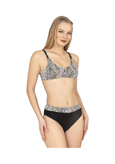 Endeep Kadın Leopar Desenli Yüksek Bel Bikini Takımı Pembe