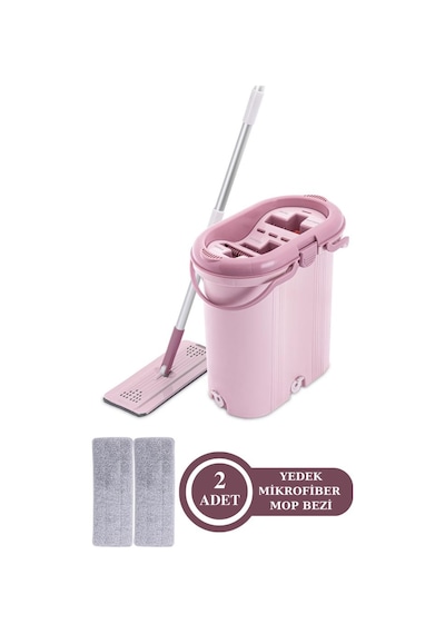 Flora 3 Bölmeli Trio Tablet Mop Temizlik Seti ve 2 Adet Yedek Mikrofiber Mop Bezi