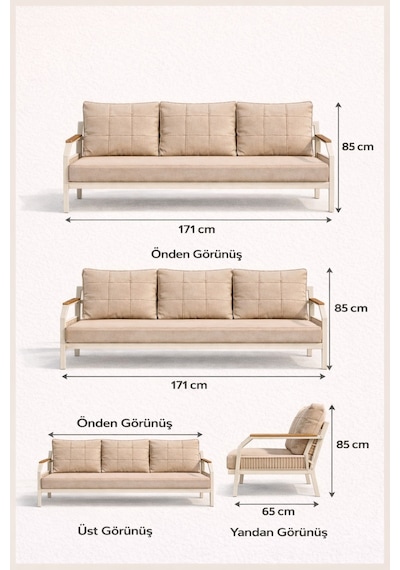 Daisy Cappuccino 3+1+1 Masalı Bej Bahçe Oturma Takımı Konfor Serisi Daisy Cappuccino 3+1+1 Masalı Bej Bahçe Oturma Takımı Konfor Serisi