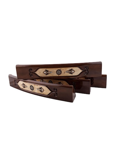 Burl - Ahşap Mozaik Işlemeli Oval Okey Tk