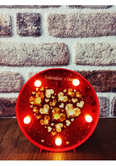 Dekoratif Led Lamba 3d Led Lamba Gold Kalp Temalı