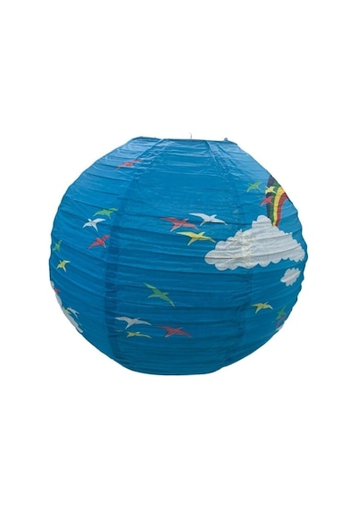 Japon Feneri - Mavi Gökkuşağı Desenli Asma Süs Avize - 40 Cm Diğer