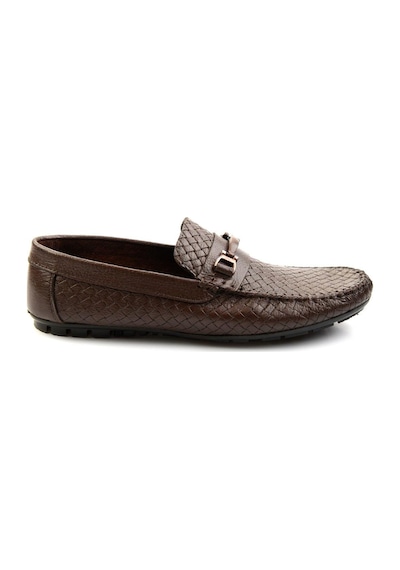 Bambi Kahve Baskılı Hakiki Deri Erkek Loafer Ayakkabı E01623202003 Kahve