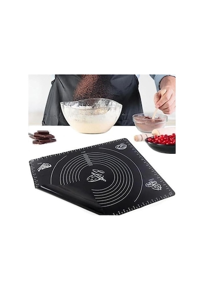 Mucit Home Silikon Çok Amaçlı Geniş Siyah Hamur Matı Hamur Açma Matı